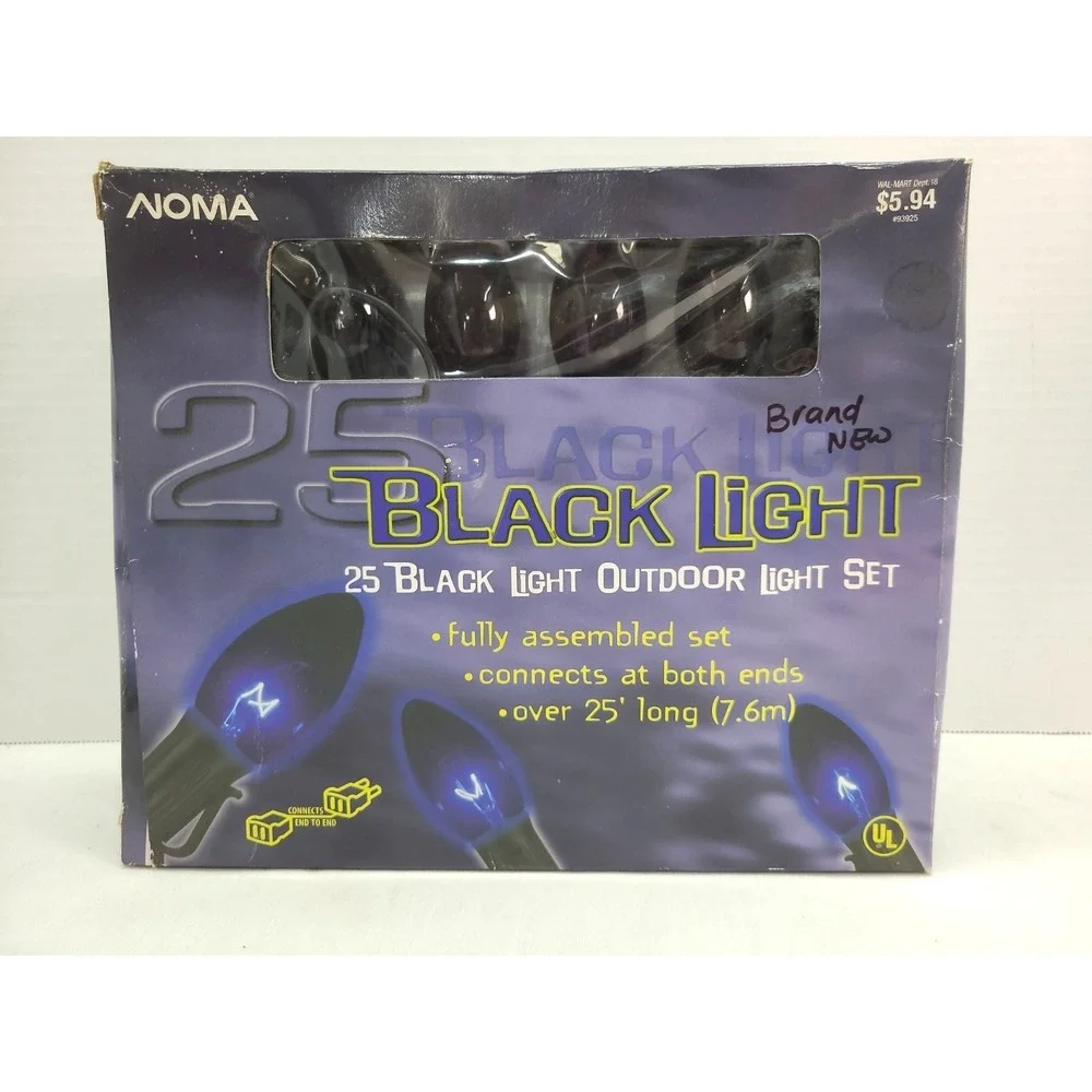 Nomas NOS Black Light Outdoor 25 String Light Set Patio Party Halloween Decor